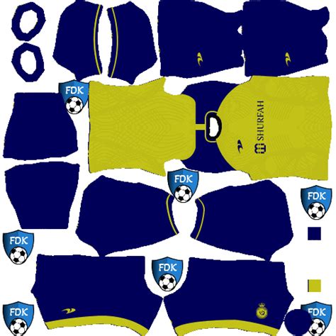 Al Nassr Kits 2019-2020 Away For DLS 20 The alternate uniforms or spare sets for the Saudi Al Nassr club for football 2019-2020 season came in dark blue with some strips that come in yellow to closely. . Kit dls 19 al nassr 2023